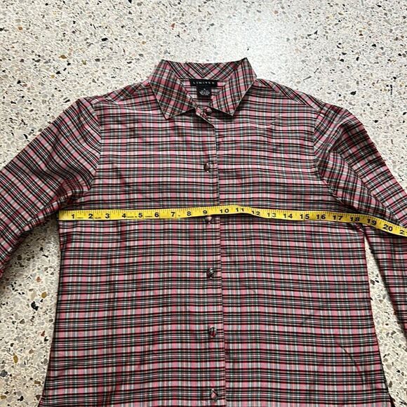Limited 100% silk holiday red green plaid shirt top button up down small… - Picture 4 of 7